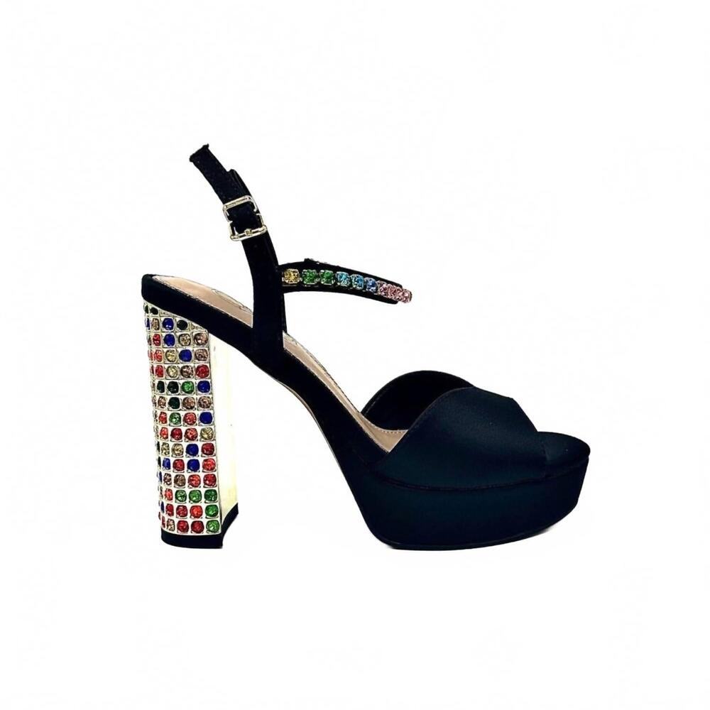 NEW EXE women's vianna 411 high heel sandal in black multi stones